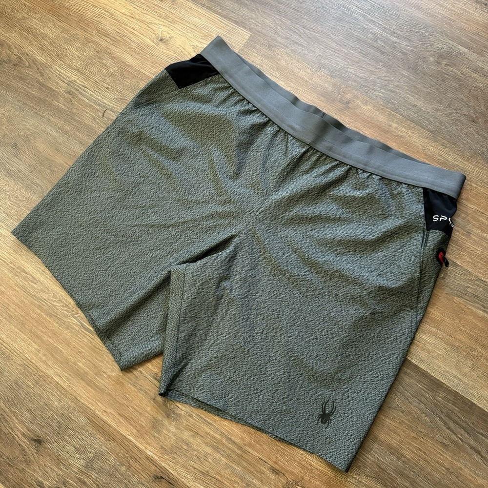 Spyder Active Men's ProWB Shorts Stretch Gray Athletic Gym Workout Yoga